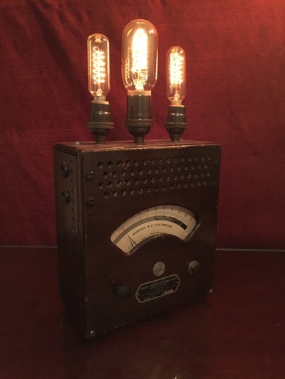 Voltmeter illuminated with Edison bulbs