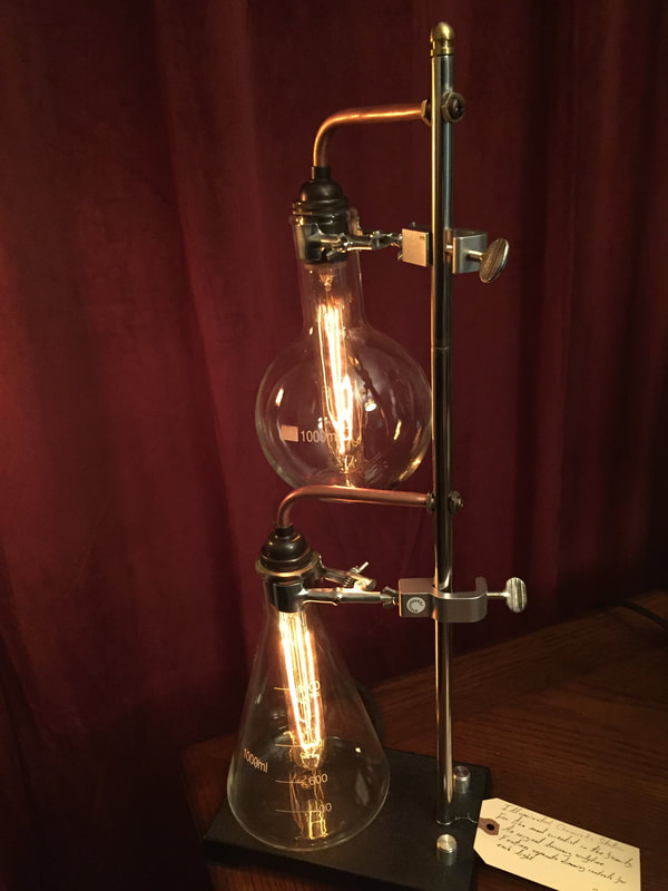 Chemistry set lamp with Edison bulbs