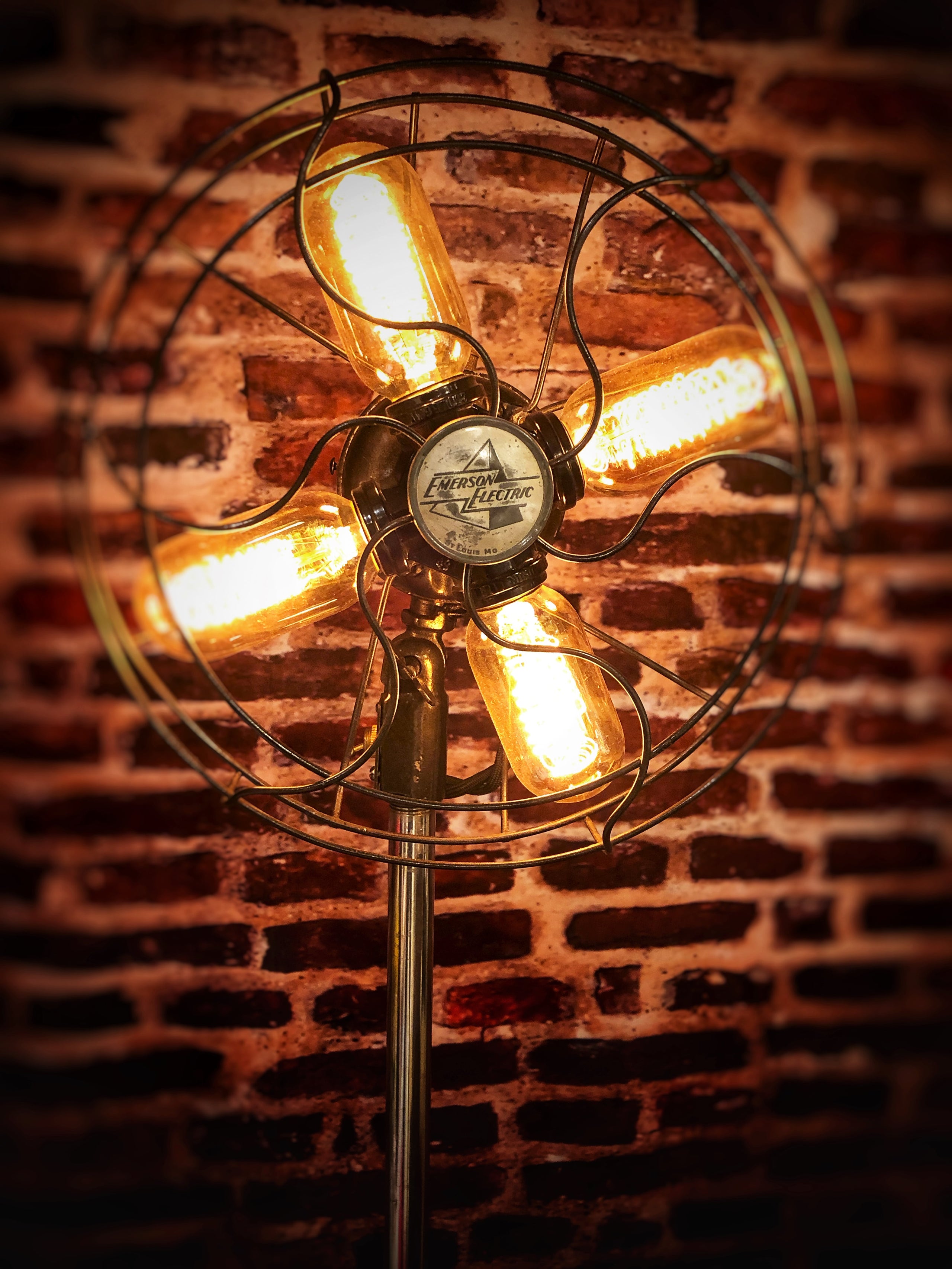 The Illuminated Rotating Fan w/ Floor Stand Edison Bulb Light